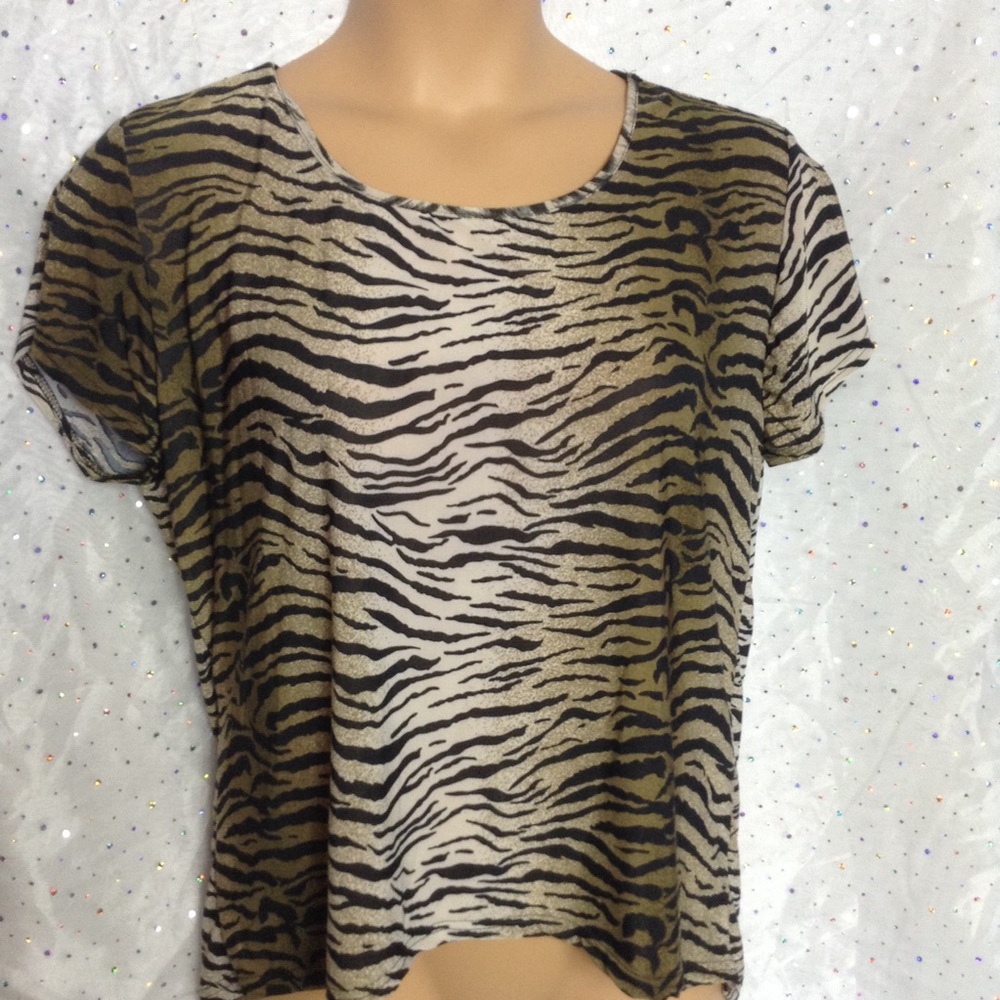 TNO New Brown Zebra Ombre Career Top 3X